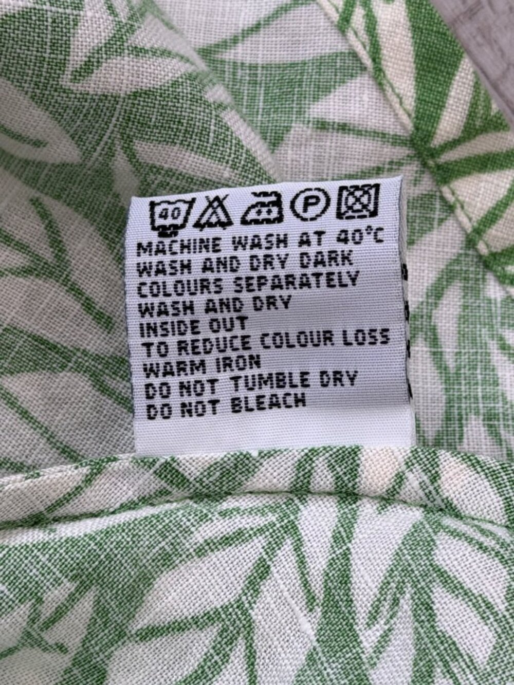Boden Womens 10L Linen Skirt Green White Leaf Print A-Line Midi Summer - Picture 8 of 8